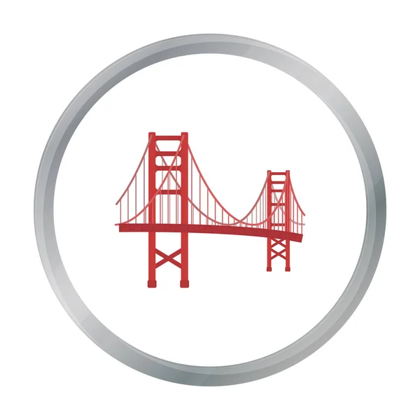 Golden Gate Bridge icône dans le style de dessin animé isolé sur fond blanc. Illustration vectorielle du symbole du pays USA . — Image vectorielle