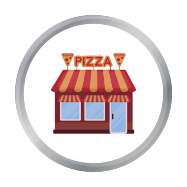 Pizzacı simgesi beyaz arka plan üzerinde izole karikatür tarzı. Pizza ve pizza sembol stok vektör çizim.