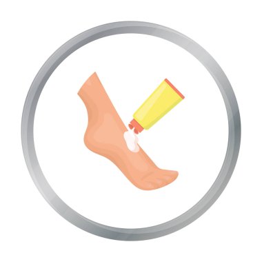 Beyaz arka plan üzerinde izole karikatür tarzı simgesinde ayak kremi. Cilt Bakımı sembol stok vektör çizim.