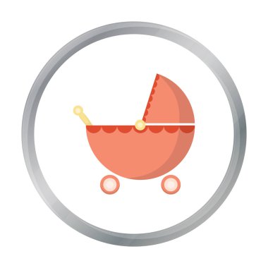 Çocuk arabası çizgi film simgesi. Gösterim amacıyla web ve mobil tasarım.