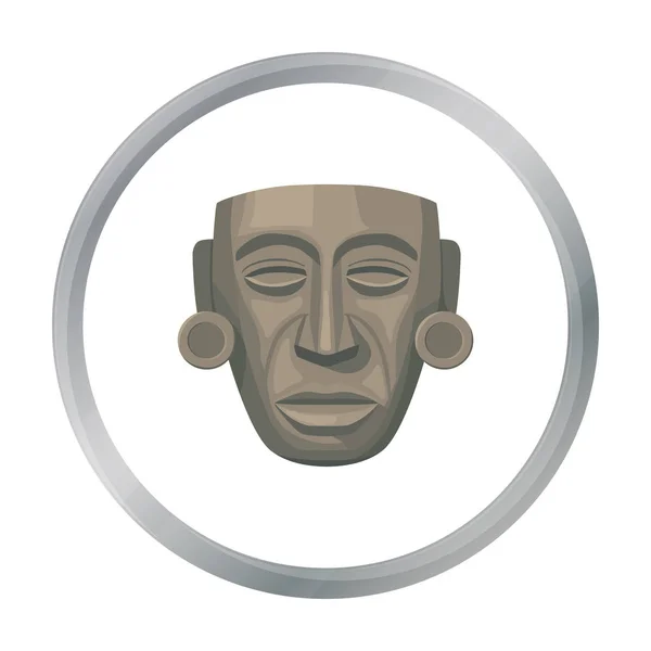 Ícone de máscara maia em estilo cartoon isolado no fundo branco. México país símbolo estoque vetor ilustração . —  Vetores de Stock