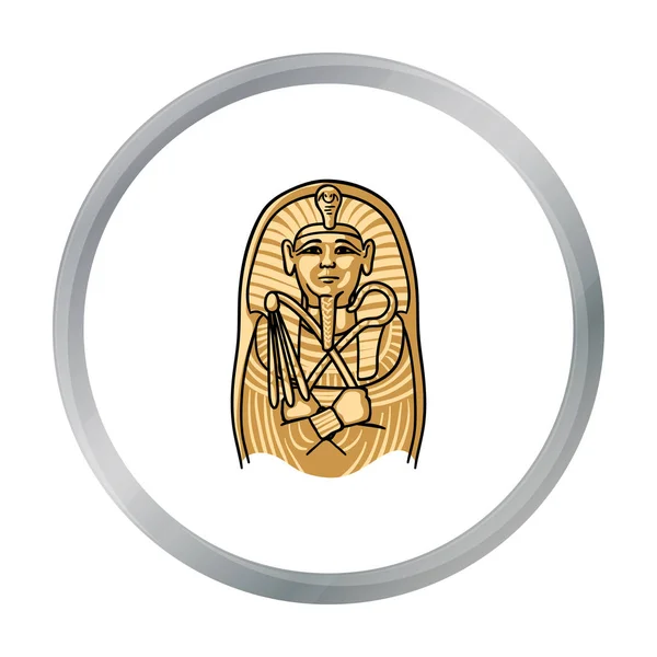 Ikona sarkofagu egipskiego Faraona w stylu kreskówka na białym tle. Muzeum symbol Stockowa ilustracja wektorowa. — Wektor stockowy