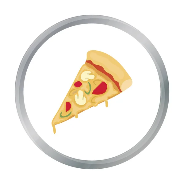 Tranche d'icône de pizza dans le style dessin animé isolé sur fond blanc. Illustration vectorielle du symbole pizzas et pizzeria . — Image vectorielle