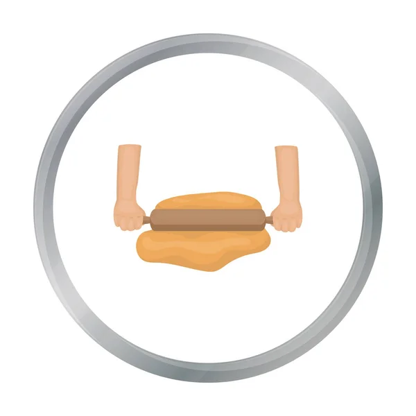 Rotolare l'icona della pasta in stile cartone animato isolato su sfondo bianco. Pizza e pizzeria simbolo stock vettoriale illustrazione . — Vettoriale Stock