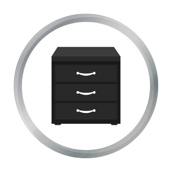 Icono del gabinete de archivos de oficina en estilo de dibujos animados aislados sobre fondo blanco. Muebles de oficina y símbolo interior stock vector ilustración . — Vector de stock
