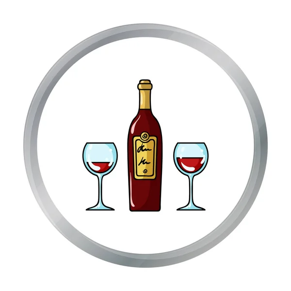 Garrafa de vinho tinto com óculos ícone em estilo cartoon isolado no fundo branco. Restaurante símbolo estoque vetor ilustração . —  Vetores de Stock