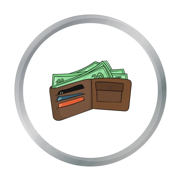 Cartera con icono de dinero en efectivo en estilo de dibujos animados aislados sobre fondo blanco. Símbolo de supermercado stock vector ilustración . — Vector de stock