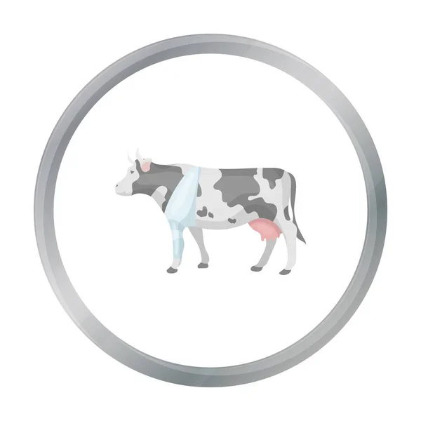 Vache malade avec bandage sur une icône de jambe en style dessin animé isolé sur fond blanc. Illustration vectorielle du symbole de clinique vétérinaire . — Image vectorielle