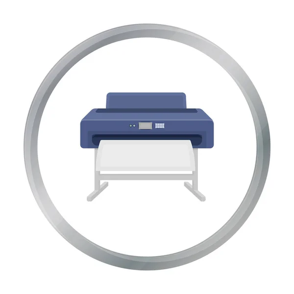 Icona della stampante di grande formato in stile cartone animato isolato su sfondo bianco. Simbolo tipografia stock illustrazione vettoriale . — Vettoriale Stock