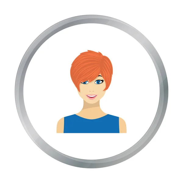 红发女人图标在白色背景上孤立的平面样式。女人象征股票矢量图. — 图库矢量图片