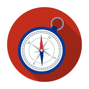 Pusula simgesini düz stil beyaz arka plan üzerinde izole içinde. Dinlenmek ve sembol stok vektör çizim seyahat.