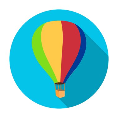 Düz stil beyaz arka plan üzerinde izole Airballoon simgesi. Dinlenmek ve sembol stok vektör çizim seyahat.