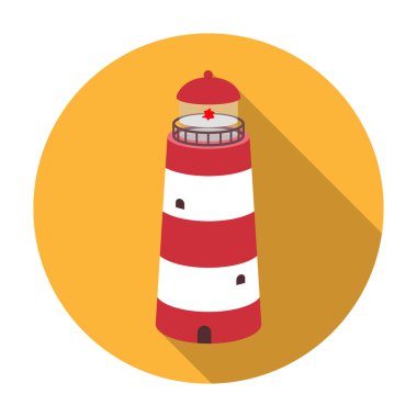 Deniz feneri simgesi beyaz arka plan üzerinde izole düz stilde. Dinlenmek ve sembol stok vektör çizim seyahat.