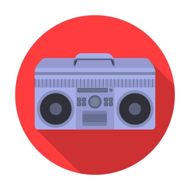 Boombox simgesini düz stil beyaz arka plan üzerinde izole. Hippi tarzı sembol stok vektör çizim.