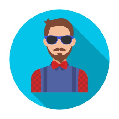 Düz stil beyaz arka plan üzerinde izole hipster simgesini. Hippi tarzı sembol stok vektör çizim.