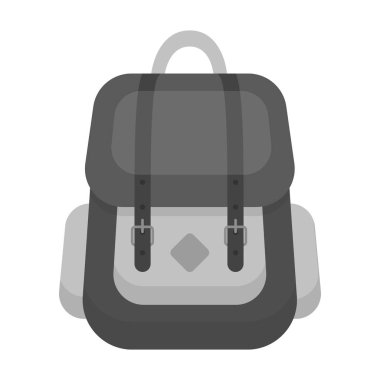 Tek renkli stil beyaz arka plan üzerinde izole hipster sırt çantası simgesini. Hippi tarzı sembol stok vektör çizim.