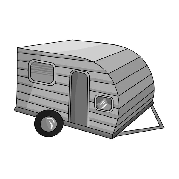 Icono de caravana verde en estilo monocromo aislado sobre fondo blanco. Familia vacaciones símbolo stock vector ilustración . — Vector de stock