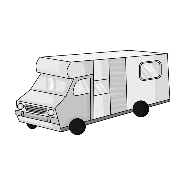 Ícone Campervan em estilo monocromático isolado no fundo branco. Família feriado símbolo estoque vetor ilustração . — Vetor de Stock