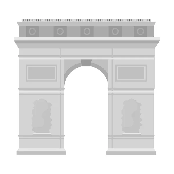 Icono de arco triunfal en estilo monocromo aislado sobre fondo blanco. Francia país símbolo stock vector ilustración . — Archivo Imágenes Vectoriales
