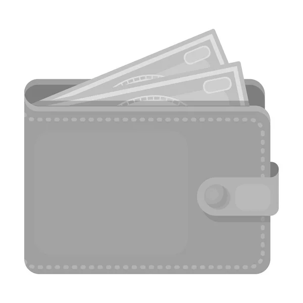Carteira com ícone de dinheiro em estilo monocromático isolado no fundo branco. Ilustração do vetor do estoque do símbolo do resto e da viagem . — Vetor de Stock