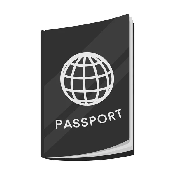 Passport ikon elszigetelt fehér háttér, fekete-fehér stílusban. Pihenés és utazási szimbólum vektor stock illusztráció. — Stock Vector