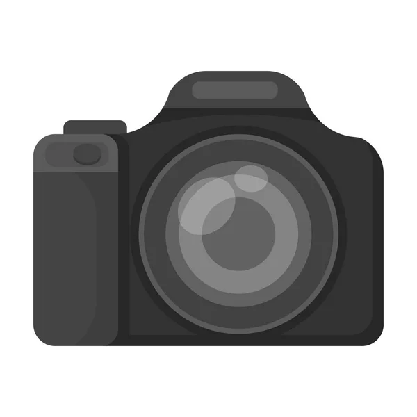 Icône d'appareil photo numérique de style monochrome isolé sur fond blanc. Repos et symbole de voyage illustration vectorielle de stock . — Image vectorielle