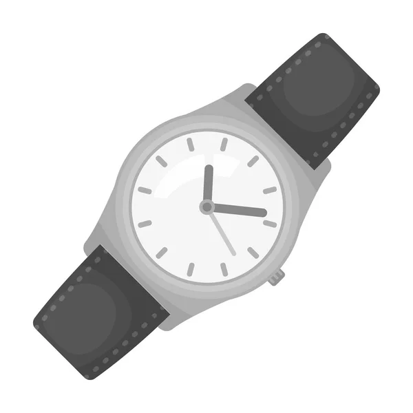 Klassieke pols horloge pictogram in zwart-wit stijl geïsoleerd op een witte achtergrond. Hipster stijl symbool voorraad vectorillustratie. — Stockvector