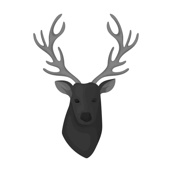 Icône tête de cerf dans un style monochrome isolé sur fond blanc. Illustration vectorielle du symbole de style Hipster . — Image vectorielle