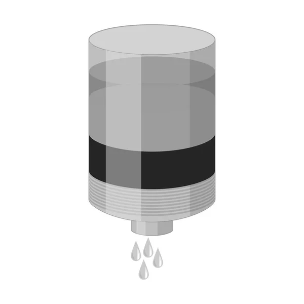 Icona cartuccia filtro acqua in stile monocromatico isolato su sfondo bianco. Sistema di filtrazione dell'acqua simbolo stock vettoriale illustrazione . — Vettoriale Stock