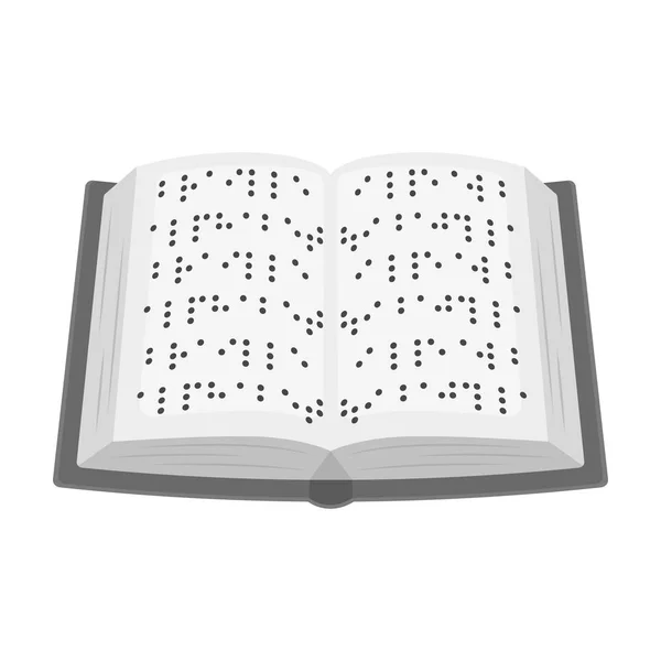 Libro escrito en braille icono en estilo monocromo aislado sobre fondo blanco. Intérprete y traductor símbolo stock vector ilustración . — Archivo Imágenes Vectoriales