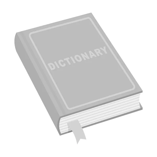 Icône du dictionnaire dans un style monochrome isolé sur fond blanc. Illustration vectorielle du symbole interprète et traducteur . — Image vectorielle