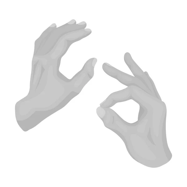 Teckenspråk-ikonen i svartvit stil isolerad på vit bakgrund. Tolk och översättare symbol lager vektorillustration. — Stock vektor