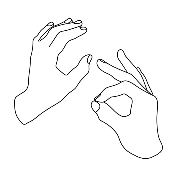 Icono de lenguaje de señas en estilo de esquema aislado sobre fondo blanco. Intérprete y traductor símbolo stock vector ilustración . — Vector de stock