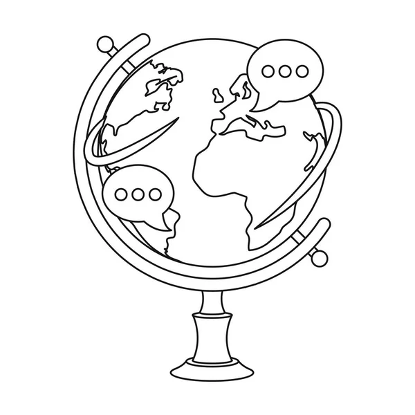 Globo de varios idiomas icono en el estilo de contorno aislado sobre fondo blanco. Intérprete y traductor símbolo stock vector ilustración . — Vector de stock