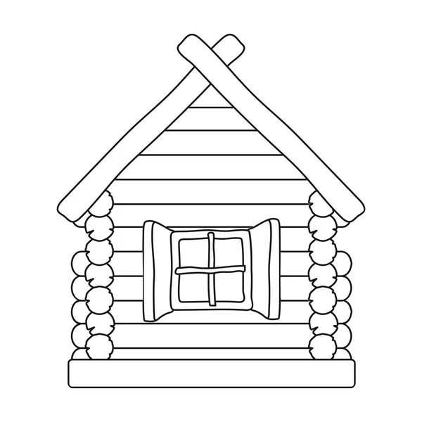 Wooden house icon in outline style isolated on white background. Russian country symbol stock vector illustration. — Stock Illustration Wooden house icon in outline style isolated on white background. Russian country symbol stock vector illustration. Stock Illustration