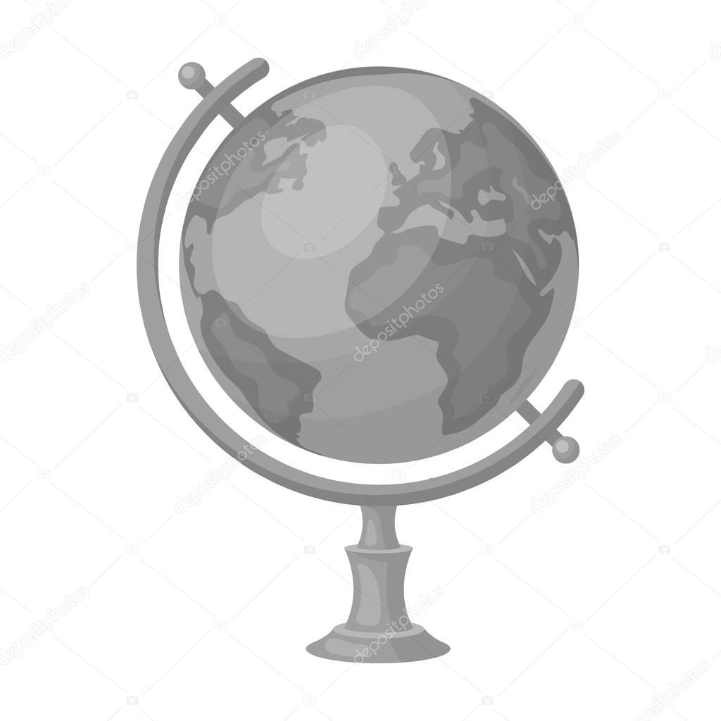 Globe icon in monochrome style isolated on white background. Rest and travel symbol stock vector illustration.