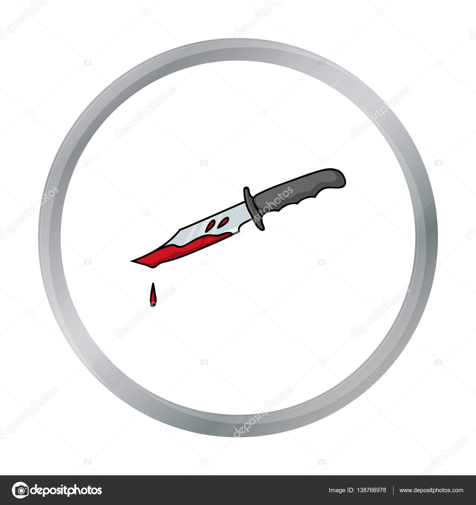 Bloody knife icon in cartoon style isolated on white background. Crime