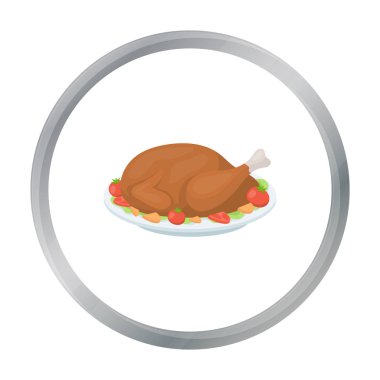 Kavrulmuş Türkiye simgesi beyaz arka plan üzerinde izole karikatür tarzı. Kanadalı Şükran günü sembol stok vektör çizim.