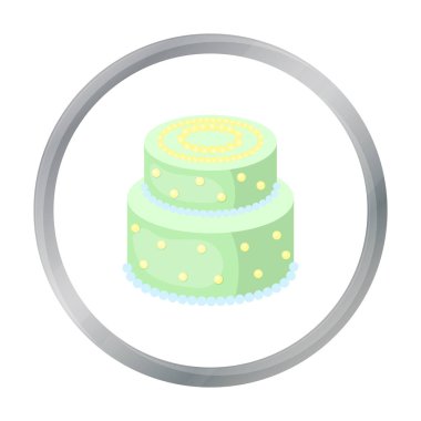 Sarı noktalar simgesi beyaz arka plan üzerinde izole karikatür tarzı ile yeşil kek. Kek sembol stok vektör çizim.