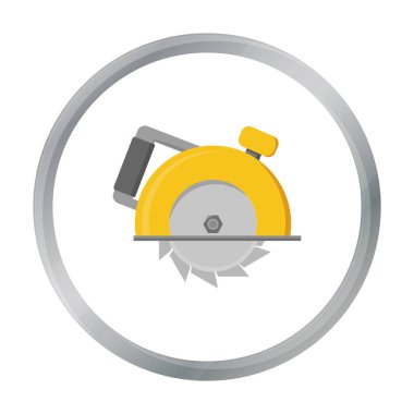 Beyaz arka plan üzerinde izole karikatür tarzı daire testere simgesini. Kurmak ve sembol stok vektör çizim onarma.