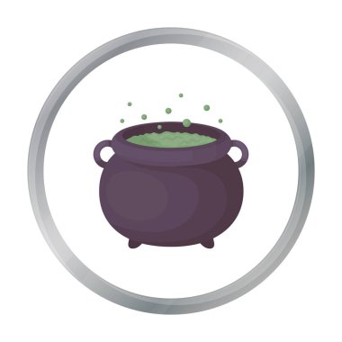 Witchs kazan simgesi beyaz arka plan üzerinde izole karikatür tarzı. Siyah ve beyaz sihirli sembol stok vektör çizim.