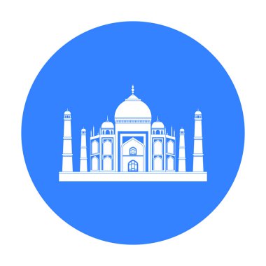 Taj Mahal simge siyah stil beyaz arka plan üzerinde izole içinde. Hindistan sembol stok vektör çizim.