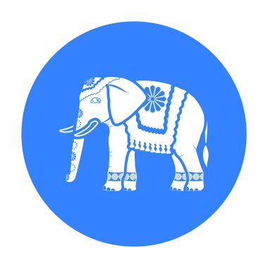 Hintli fil simgesinde siyah stil beyaz arka plan üzerinde izole. Hindistan sembol stok vektör çizim.