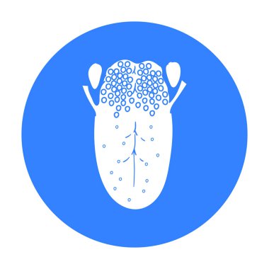 Siyah stil beyaz arka plan üzerinde izole insan dil simgesini. İnsan organlarını hisse senedi vektör çizim sembolü.