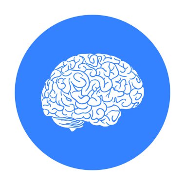 İnsan beyni simgesinde siyah stil beyaz arka plan üzerinde izole. İnsan organlarını hisse senedi vektör çizim sembolü.