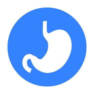 İnsan mide simge siyah stil beyaz arka plan üzerinde izole içinde. İnsan organlarını hisse senedi vektör çizim sembolü.