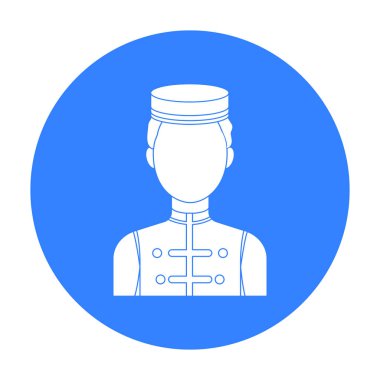 Belboy simgesinde siyah stil beyaz arka plan üzerinde izole. Otel sembol stok vektör çizim.