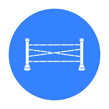 Binicilik engel simge siyah stil beyaz arka plan üzerinde izole içinde. Hipodrom ve atın sembolü hisse senedi vektör çizim.