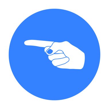 İşaret parmağı simge siyah stil beyaz arka plan üzerinde izole içinde. El hareketleri hisse senedi vektör çizim sembolü.