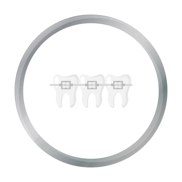 Denti con bretelle dentali icona in stile cartone animato isolato su sfondo bianco. Illustrazione vettoriale del simbolo di cura dentale . — Vettoriale Stock